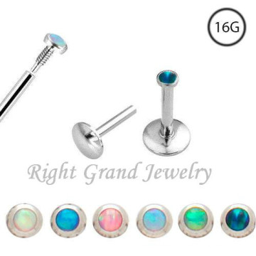 16 Gauge Internally Threaded Opal Cheap Lip Rings